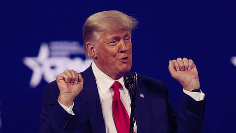 U.S. President Donald Trump addresses the Conservative Political Action Conference (CPAC) held in the Hyatt Regency on February 28, 2021 in Orlando, Florida.