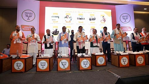 BJP President JP Nadda along with Assam CM Sarbananda Sonowal released manifesto ahead of Assam Assembly Elections