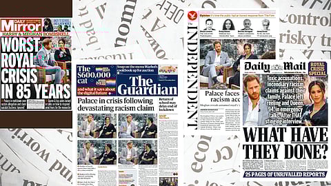 Here is how British media reported on Tuesday following the telecast of Harry and Meghan's interview in UK