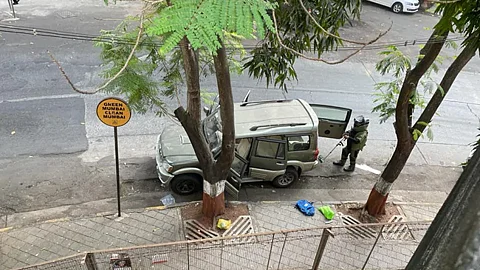 The black Scorpio outside the Mukesh Ambanis' residence.