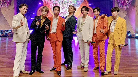 The official Twitter account of BTS posted this picture of the all-boy band of their performance with #BTSinGRAMMYs in the caption.