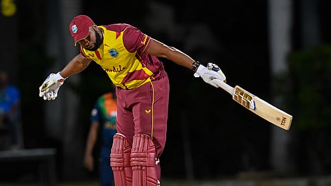 After hitting the sixth six of the over to the spinner, Pollard bowed to his teammates