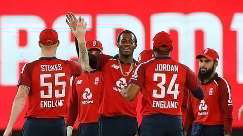 England pacer Jofra Archer during the fifth T20 game against India at Narendra Modi Stadium in Ahmedabad