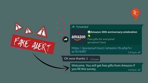 Forward message that claims that Amazon is giving free gifts to users on its 30th anniversary.