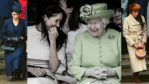 Meghan Markle with the Queen (file photos)