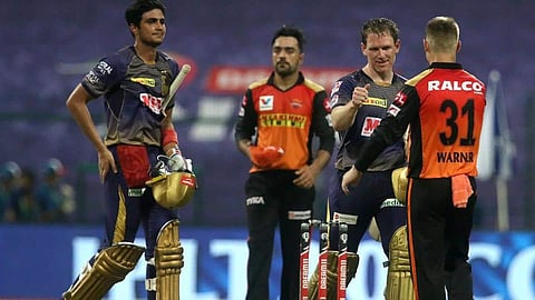 KKR after winning their match against SRH in last year's IPL (File pic)