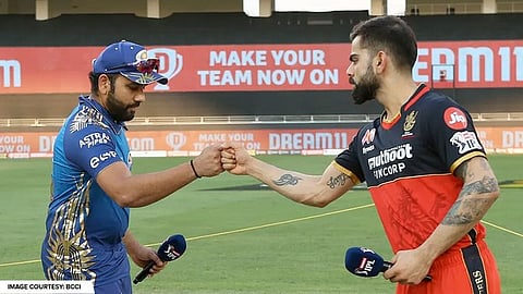 Mumbai Indians' captain Rohit Sharma and Royal Challengers Bangalore skipper Virat Kohli during last year's IPL in UAE (File pic)