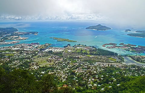 An aerial view of Seychelles.