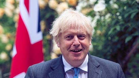 Britain's Prime Minister Boris Johnson gives a statement in the garden of 10 Downing street in central London on June 15, 2021.