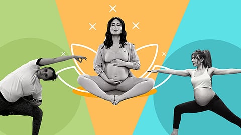 Celebrities like Sania Mirza, Kareena Kapoor Khan and Soha Ali Khan (L-R) have been known to practice Prenatal Yoga