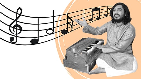 Indian Classical vocalist Nadeem Khan during his riyaz.