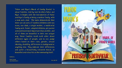The cover page of Puhor and Niyor's mural of family stories by Pritisha Borthakur