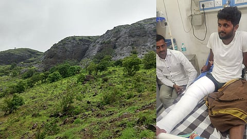 Bhamchandra Dongar; injured student Kuldeep Khot (right)