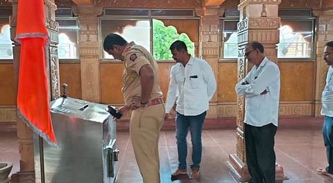 Police Inspecting Donation Box at Bhairavnath Temple in Ambegaon
