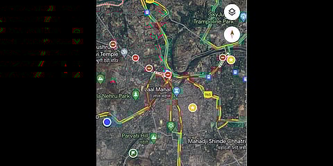 Traffic congestion as shown on Google Maps