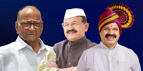 Sharad Pawar (Left), Dilip Mohite Patil, Vilas Lande (Right)