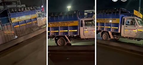 Hadapsar: PMC Road Maintenance Vehicle Speeds in Reverse Without Driver