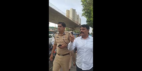 Additional CP Manoj Patil and BJP Pune Unit General Secretary Deepak Nagpure inspecting Sinhagad Road on August 8.