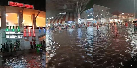 Pune Railway Station Flooded, Passengers Struggle Amid Waterlogged Platforms