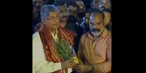 Higher Education Minister Chandrakant Patil Felicitated by Gangster Gaja Marne