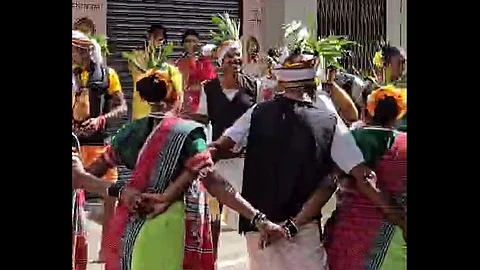 Tribal groups performing in Pune