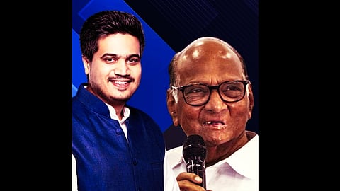 Rohit Pawar (L) and Sharad Pawar (R)