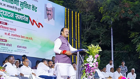 Ajit Pawar speaking at inauguration of modern fruit and vegetable handling facility center at Jalochi