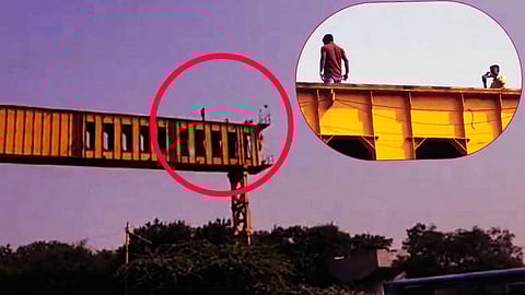 Reel stunt at under-construction Katraj flyover