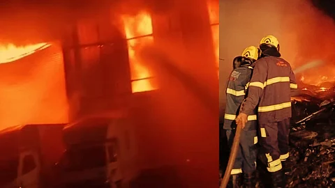 Fire at Paint Warehouse in Mantarwadi