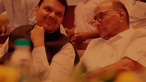 Devendra Fadnavis (L) and Sharad Pawar (R)