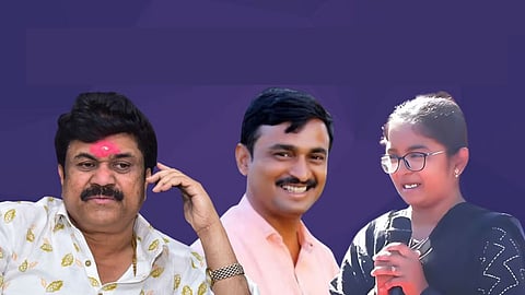 Suspect Valmik Karad (L), deceased Santosh Deshmukh (M) and daughter Vaibhavi Deshmukh (R)