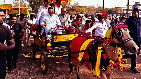 Ajit Pawar Takes Horse Cart Ride Driven by PDCC Director Appasaheb Jagdale