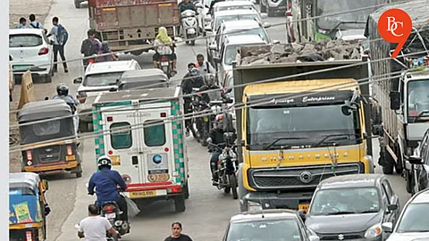 Traffic Congestion on Bhugaon due to large Vehicle volume and small roads