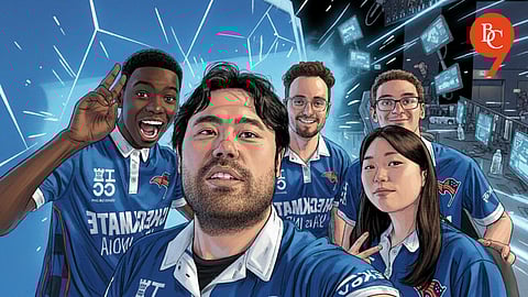 Team USA, posing together after the 5-0 win