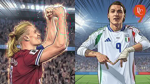 Erling Haaland, Norway and Mateo Retegui, Italy