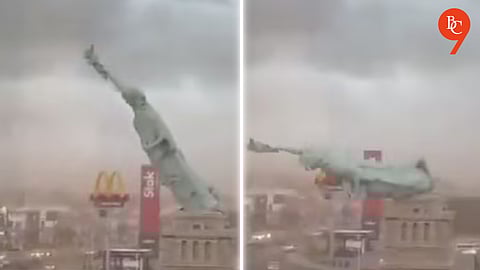 Strong Winds Topple Massive Statue of Liberty; It's Not the One in New York, but a Replica | Watch Video