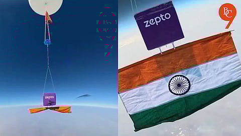 Highest Indian Flag Hoist: Zepto Sends Indian Flag to 100,000 Feet Using Weather Balloon | WATCH