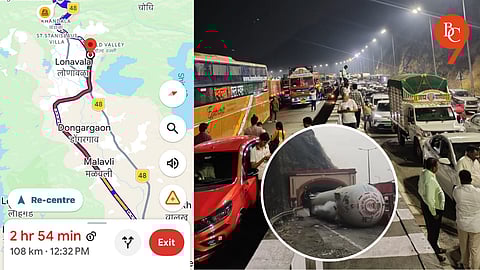 Traffic Jam on Mumbai–Pune Expressway for Over 12 Hours After Propylene Gas Tanker Overturns Near Lonavala