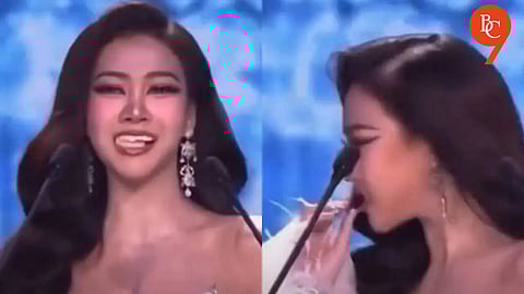 Beauty pageant contestant’s teeth fall out on stage, she calmly fixes them and carries on
