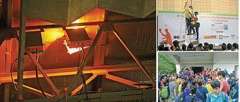 Fire Scare At Balewadi Weightlifting Hall Hosting State TT