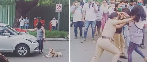 Pune: Irritated over car drivers honking, woman walking her dog obstructs traffic on Fergusson road