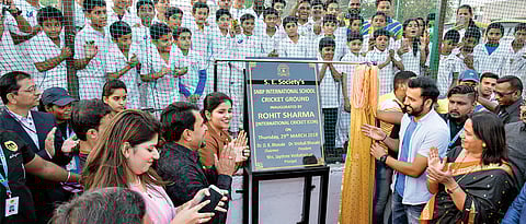Hitman inaugurates Mini Cricket ground at SNBP School, Rahatani