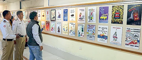 Students make posters to create traffic awareness