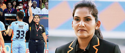 Sasmita and Jamuna drawing lines for future women referees