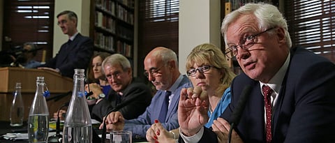 Brexit rebels in UK PM May's party discuss ousting her