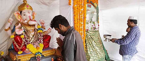 Ganesh idol, Muharram Taboot at same pandal