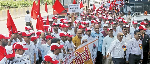 Over 1,000 employees of Bharat Forge hold protest