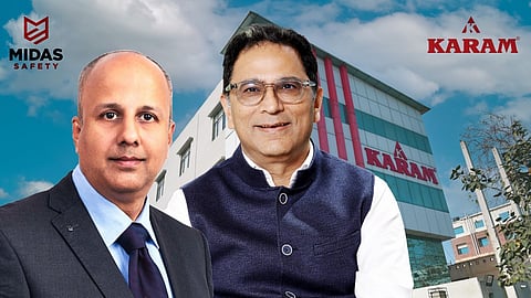 Sivakumar Krithivasan, BU Head – India, Midas Safety India, & Hemant Sapra, President, KARAM Group, announce successful acquisition, expanding reach and product range.