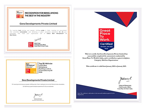 Gera Developments ranked among India’s Top 50 Great Mid-Size Workplaces™ 2024, earning titles for Best Workplaces™ in Real Estate and Building a Culture of Innovation for All