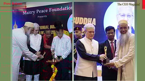 Mustafa Yusufali Gom Honored with International Buddha Peace Award by Telangana Governor